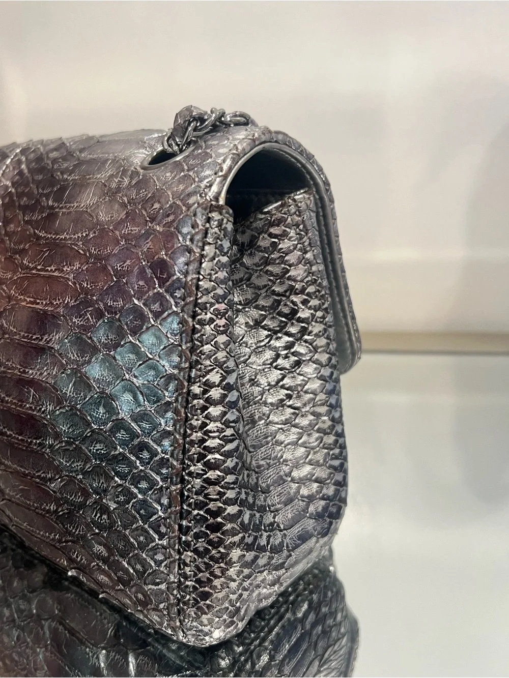 Chanel Cruise 2007 Collection Metallic Silver Python Soho Flap Shoulder Bag